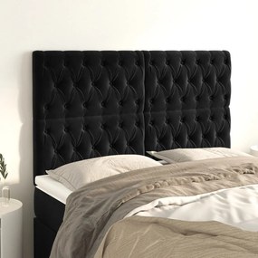 Testiera 4 Pz Nera 80x7x78/88 Cm İn Velluto /