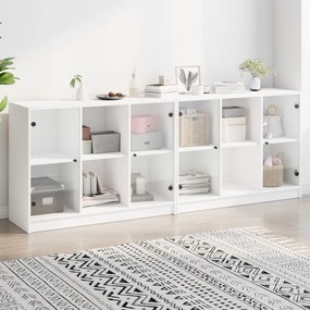 Libreria con ante bianca 204x37x75 cm in legno multistrato