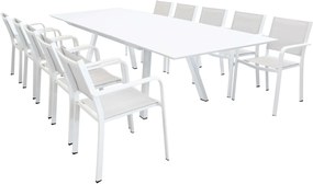 SPLENDOR - set tavolo in alluminio cm 200/300 x 110 x 75 h con 10 poltrone Splendor