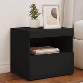 Comodino Con Luci Led Nero 50x40x45 Cm /