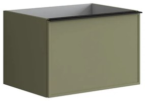 Mobile da bagno sospeso sotto lavabo L 60 x H 40 x P 45.5 cm verde laccato opaco, 2 cassetti Pixel frame