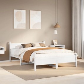 Letto senza materasso bianco 150x200 cm legno massello di pino