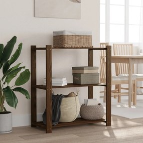 Scaffale A 3 Livelli Marrone 80x38x90 Cm İn Legno Di Pino /