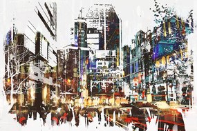 Carta da parati autoadesiva – Panorama astratto della città