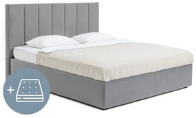 Letto matrimoniale imbottito grigio con contenitore, materasso e rete inclusi 160x200 cm Thessa Bold Line – Bonami Selection