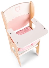 Seggiolone pappa in legno con cuscino - per bambole