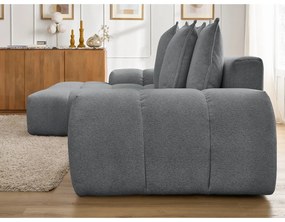 Divano angolare grigio scuro allungabile e con contenitore (penisola a sinistra/chaise lounge) con rivestimento in ciniglia Everest – Bobochic Paris