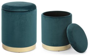 Set di 2 pouf contenitore POLINA in velluto verde