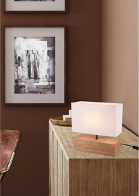 Lampada da tavolo bianca/di colore naturale con paralume in tessuto (altezza totale 30 cm) Woody – Reality