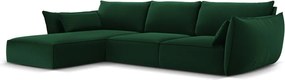 Divano angolare verde scuro (con penisola a sinistra/con chaise lounge) con rivestimento in velluto Vanda – Mazzini Sofas