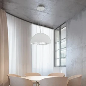 Lampadario Glamour Venice bianco paralume bianco E27 Ø60cm LUMICOM