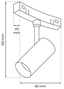 Faretto LED per sistema binario MAGNETIC TRACK LED/7W/48V 3000K nero