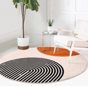 Tappeto rotondo lavabile arancione e crema adatto per aspirapolvere robot ø 120 cm Comfort - Mila Home