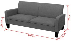 Divano a 3 posti 180x65x76 cm grigio scuro