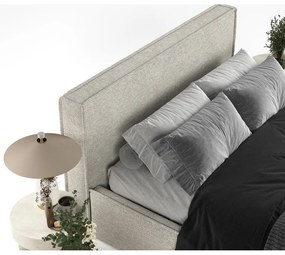 Letto matrimoniale imbottito beige con spazio contenitivo e rete 200x200 cm Lounge L - Maison de Rêve