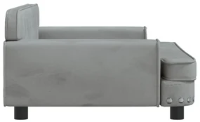 Lettino per cani grigio chiaro 90x53x30 cm in velluto