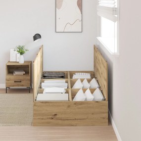 Struttura letto con contenitore in rovere artisan 90x200 cm