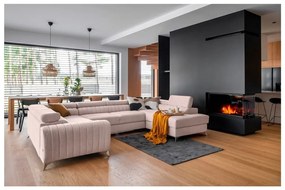 Divano angolare rosa allungabile/con contenitore (con penisola a destra/a U) Louis – ELTAP