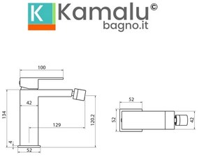 Kamalu - miscelatore bidet design squadrato in ottone | kam-diana