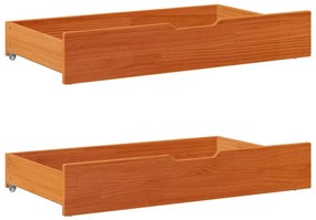 Cassettoni Per Letto 2pz Marrone Cera 90x55x16 Cm Legno Di Pino /