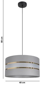 Lampadario su corda   CORAL 1xE27/60W/230V d. 40 cm grigio