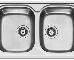 Lavello integrato 2 vasche DELINIA Amaltia inox L 50 x L 86 cm argento