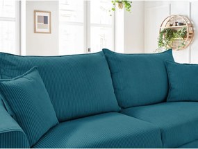 Divano blu allungabile con rivestimento in velluto a coste 225 cm Augustin – Bobochic Paris