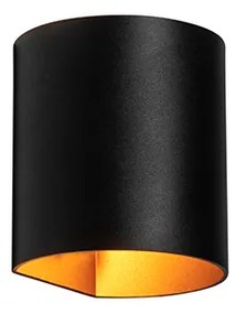 Applique da parete moderna nera con ottone - Sabbio