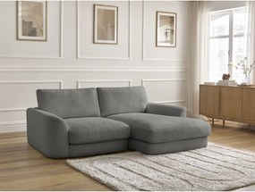 Divano angolare grigio scuro (con penisola a destra/con chaise lounge) con rivestimento in bouclé Leonore – Bobochic Paris