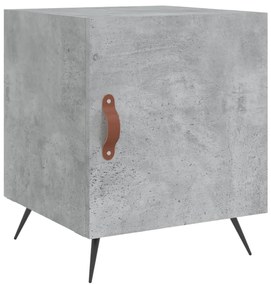 Comodino grigio cemento 40x40x50 cm in legno multistrato