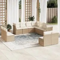 Set Divani da Giardino 11 pz con Cuscini Beige in Polyrattan 3249657