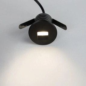 Faretto LED Nero 1W  IP67 Professional - per Gradini Colore Bianco Caldo 2.700K
