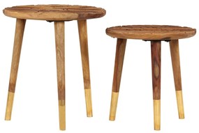 Tavolini da caffè 2 pz in legno massello di sheesham