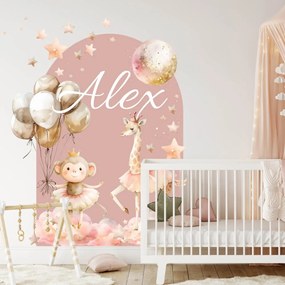Carta adesiva per parete - Arco rosa con ballerine | Inspio
