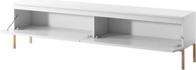 Mobile TV Da Terra 175 Cm 2 Ante Bianco Piedini Oro Lume