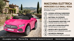Macchina Elettrica per Bambini 12V con Licenza Mercedes CLS Small Rosa...