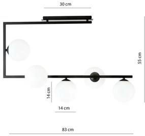 Lampadario da Soffitto SOMA 5 Black Grafite e Black White E14 Colore Grafite