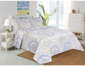 Set con copriletto e federa giallo/grigio con rivestimento trapuntato 220x240 cm Mandala – My House