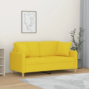 Divano A 2 Posti Con Cuscini Giallo Chiaro 140 Cm İn Tessuto /