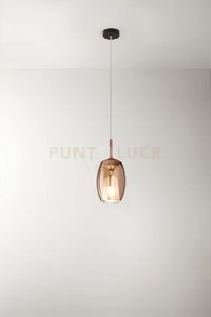 Vetro 1 luce attacco e27 rame specchiato rain d.17cm rosone acqui...