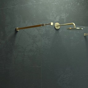 Kamalu - parete doccia walkin con staffe finitura oro 110cm vetro trasparente kw3000r