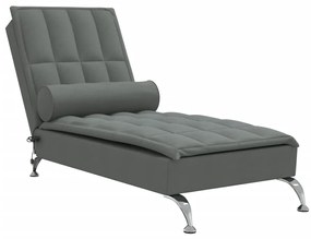 Chaise longue massaggi con capezzale grigio scuro in tessuto