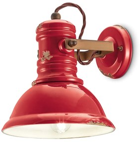 Applique 1 Luce In Ceramica Finitura Vintage Rosso C1693 Industrial