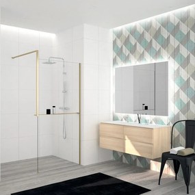Box doccia walk-in Elidesign, vetro 8 mm, L max 160 cm x H 200 cm, profilo dorato