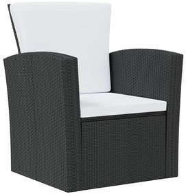 Set divani da giardino 8 pz con cuscini in polyrattan nero