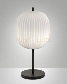 Domizia lampada da tavolo nera in metallo e vetro soffiato 1 luce a...
