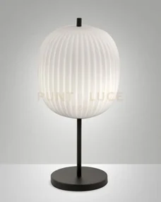 Domizia lampada da tavolo nera in metallo e vetro soffiato 1 luce a...