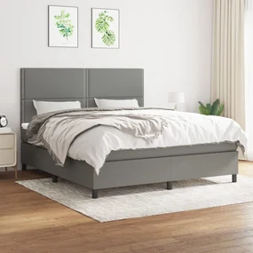 Giroletto a molle con materasso grigio scuro 160x200 cm tessuto