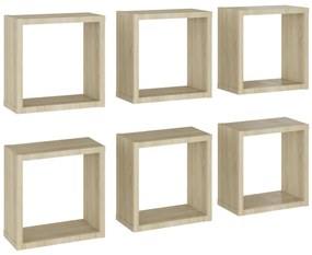 Mensole a cubo 6 pz rovere sonoma 30x15x30 cm