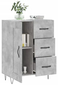 Credenza grigio cemento 69,5x34x90 cm in legno multistrato